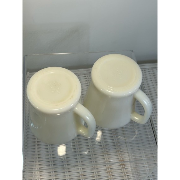2 Vintage Fire King Ivory Off White Coffee Mug Cup D-Handle Oven Ware - Picture 4 of 12